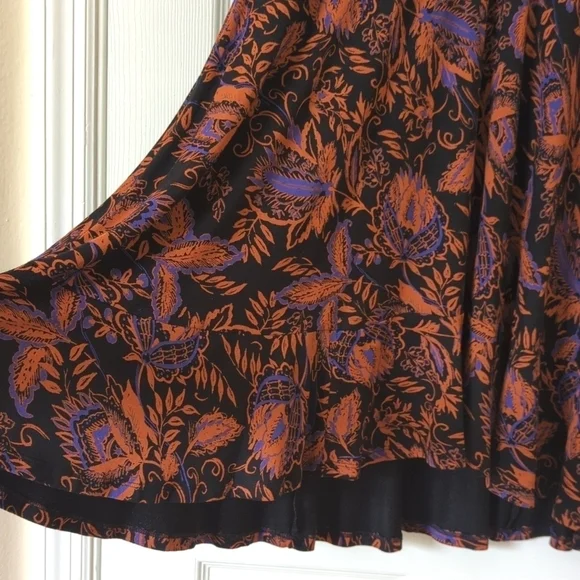 Free People Hello Lover Floral Print Long Puff Sleeve V-neck Tunic Top Black S - Picture 8 of 15